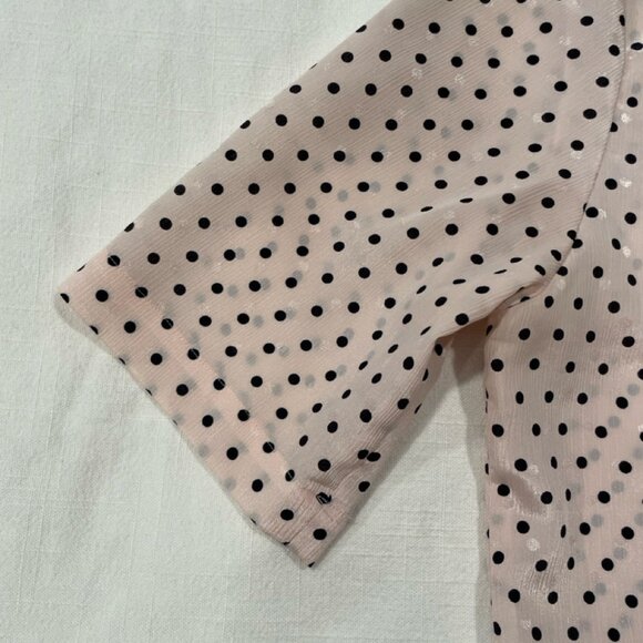 Vintage Evan Picone Petites Polka Dot Blouse with Button-Bown Back - Picture 3 of 9